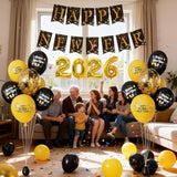 Happy New Year Decorations 2026 Party Supplies Kit with Banner Balloons and Props