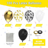 100 Pcs Black Gold White Confetti Balloons 12 Inch Party Decorations for Any Occasion