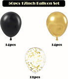 50 Pcs 12 Inch Black Gold Confetti Latex Balloons Party Decorations for Any Occasion