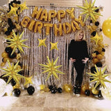 12 Pcs Gold Star Balloons Foil Spike Party Decorations for Birthday Graduation New Year