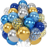 Blue Gold Silver Balloons 50 Pack 12 Inch Metallic Birthday Party Decoration