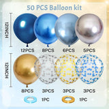 Blue Gold Silver Balloons 50 Pack 12 Inch Metallic Birthday Party Decoration
