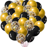Black and Gold Balloons 50 Pack 12 Inch Confetti Party Decoration