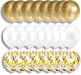 50 Pack Gold White Confetti Balloons 14 Inch Latex Metallic Party Decorations