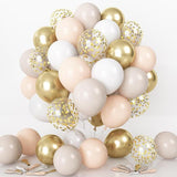 Beige White Gold Balloons 60 Pack Metallic Confetti Party Decorations
