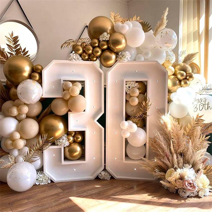 Beige White Gold Balloons 60 Pack Metallic Confetti Party Decorations