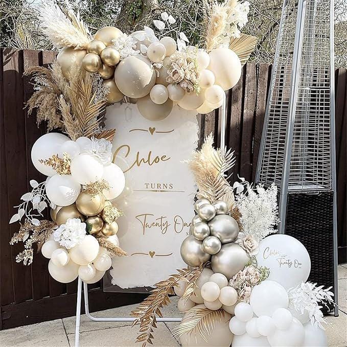 Champagne Gold White Balloons 60 Pack Metallic Pearl Party Decorations