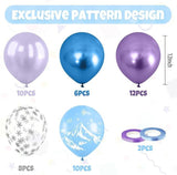 Frozen Theme Balloons 50pcs Blue Purple Snowflake Birthday and Baby Shower Decor