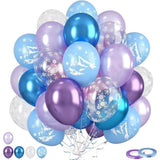 Frozen Theme Balloons 50pcs Blue Purple Snowflake Birthday and Baby Shower Decor