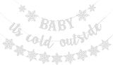 Silver "Baby It's Cold Outside" Snowflake Banner for Winter Wonderland Baby Shower