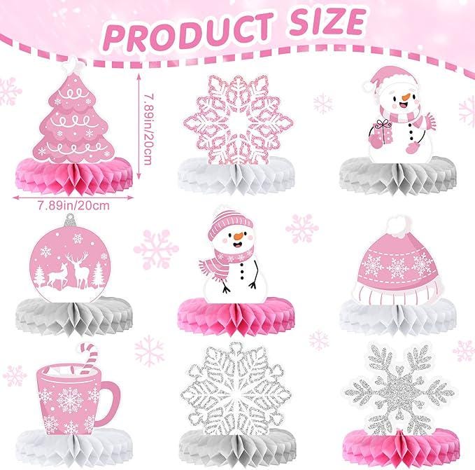 9pcs Winter Snowflake Honeycomb Table Centerpieces for Christmas and Birthday Parties