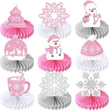 9pcs Winter Snowflake Honeycomb Table Centerpieces for Christmas and Birthday Parties