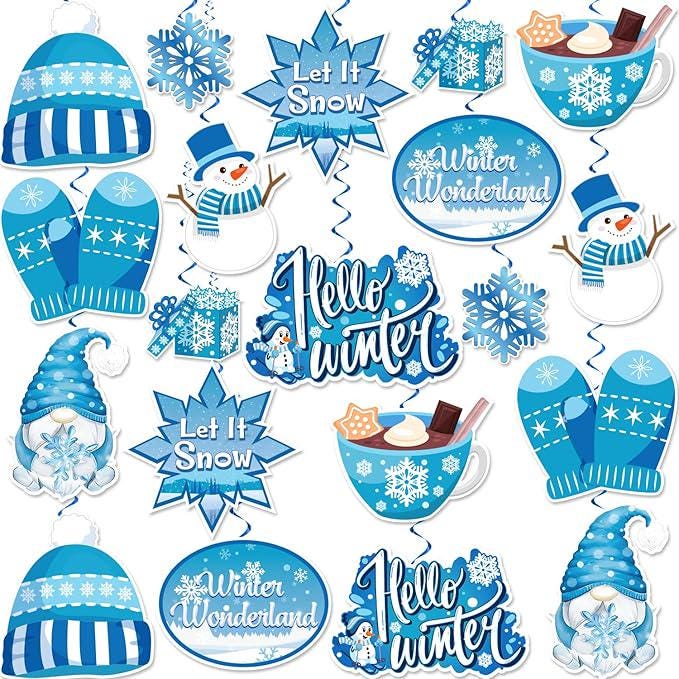 40pcs Winter Wonderland Hanging Swirls for Christmas Holiday Party Decorations