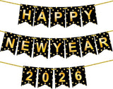 2026 New Year's Eve Banner: Gold Foil, 10-Foot Backdrop