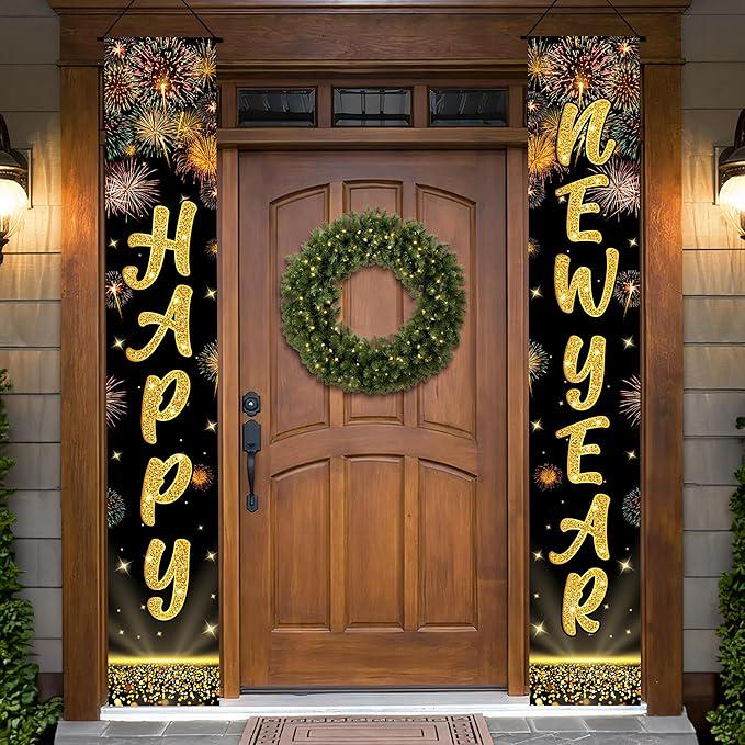 Extra Large Happy New Year Door Banner 72x12 Inch for NYE Party Decorations 2026