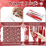 Christmas Snowflake Tinsel Backdrop 4 Pack 3.3x6.6ft Red & White Party Decor