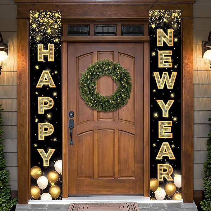 Extra Large Happy New Year Banner 72x12 Inch Porch Sign and Party Decor 2026