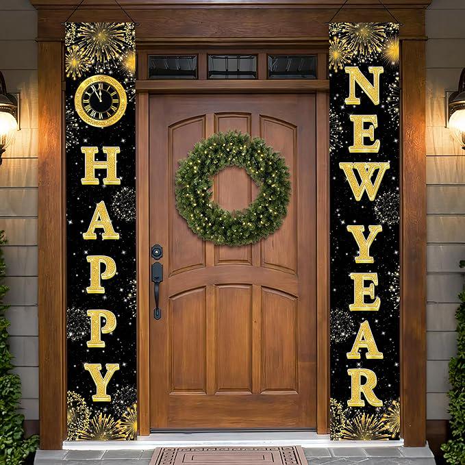 Extra Large Happy New Year Banner 72x12 Inch Door Sign and Party Decor 2026