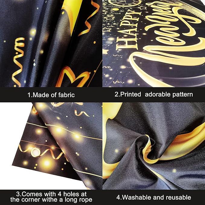 Extra Large Happy New Year Banner 2026 72x44 Inch Backdrop Party Decorations