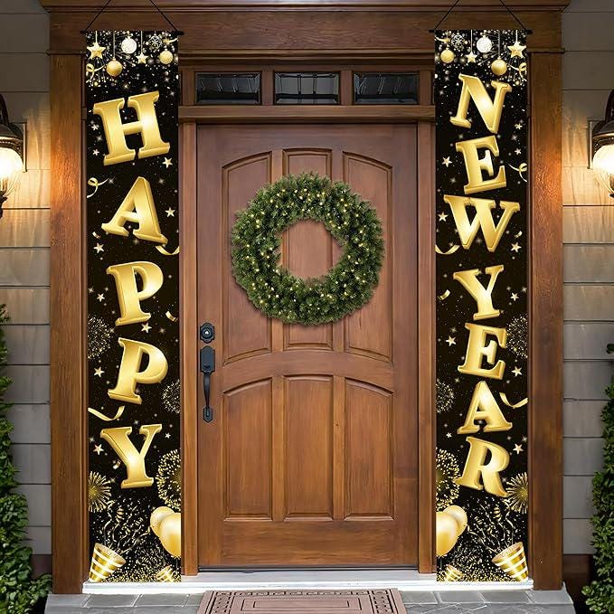 Extra Large Happy New Year Door Banner 72x12 Inch Party Decor 2026