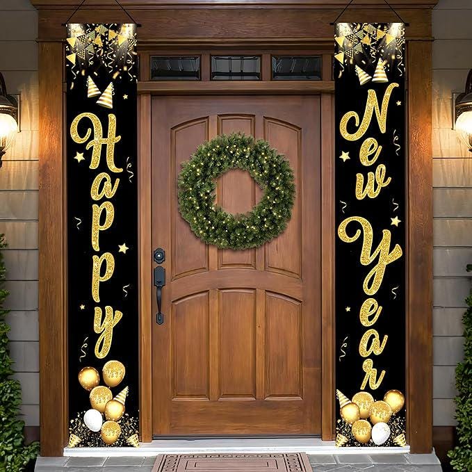 Extra Large Happy New Year Door Banner 72x12 Inch Scripted Party Decor 2026