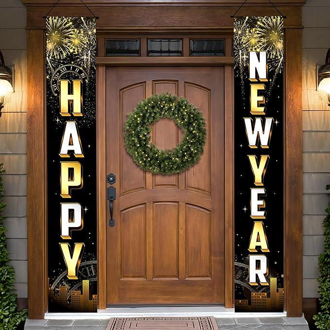 Happy New Year Door Banner 72x12 Inch Party Decor for New Years 2026