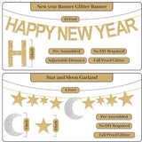 Glitter Happy New Year Banner Pack of 17 Garland Stars and Paper Fans 2026