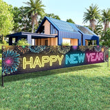 Neon Happy New Year Banner 120x20 Inch Extra Large Yard Sign Party Decor 2026