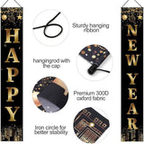 Happy New Year Banner 2026 Black and Gold Party Decorations NYE Supplies
