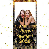 New Year 2026 Photo Booth Frame Banner Firework Backdrop Party Decorations