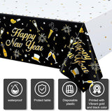 Black & Gold New Year Tablecloths 2026, Party Table Covers, 3-Piece Set