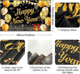 Black Gold New Year Party Banner 2026 Backdrop NYE Photo Props and Decor