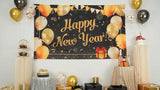 Black Gold New Year Party Banner 2026 Backdrop NYE Photo Props and Decor