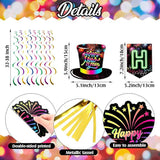 51pcs Neon Happy New Year Party Supplies 2026 Ceiling Swirls Photo Booth Decor
