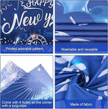 Silver Happy New Year Backdrop Banner Large Fabric NYE Party Decor