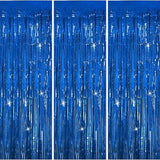 Blue Tinsel Backdrop 3 Pack Ocean Theme 3.3x6.6ft Birthday & Party Decor