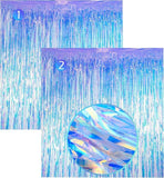 Iridescent Tinsel Fringe 2 Pack 3.3x3.3ft Holographic Backdrop for Party Decor