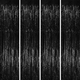 Black Tinsel Backdrop 4 Pack Foil Fringe Curtains for Birthday & Party Decor