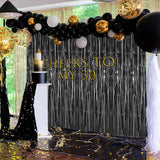 Black Tinsel Backdrop 3 Pack 3.2x8.2ft Foil Fringe Curtains for Party Decor