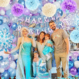 Winter Snow 3rd Birthday Party Supplies for Girls with Balloons, Candle & Decor