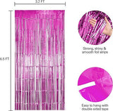 Pink Tinsel Backdrop 6 Pack Fringe Curtains for Birthday, Baby Shower & Party Decor