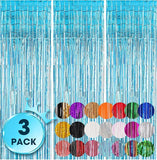 Light Blue Tinsel Backdrop 3 Pack 3.3x8.2ft Birthday, Baby Shower & Party Decor