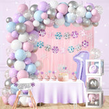 Winter Onederland 1st Birthday Party Decor for Girls with Snowflake Balloons & Fringe