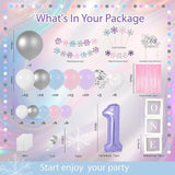 Winter Onederland 1st Birthday Party Decor for Girls with Snowflake Balloons & Fringe