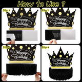 6 PCS Black & Gold Honeycomb Birthday Table Centerpieces Elegant Party Decor