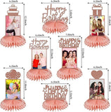 8 PCS Rose Gold Birthday Honeycomb Table Centerpieces Glitter Party Decor for Women & Girls