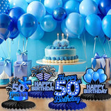 9 PCS 50th Birthday Blue Neon Honeycomb Table Centerpieces Party Decor for Adults