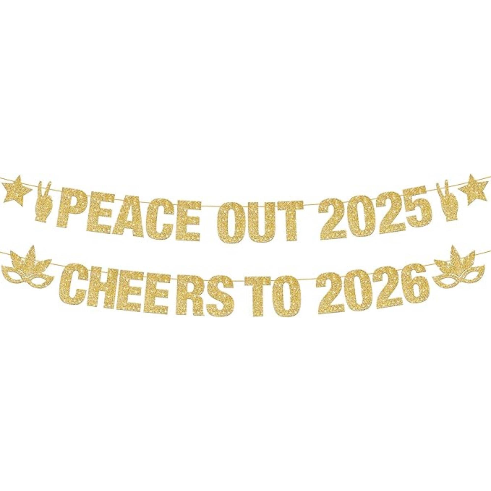 Peace Out 2025 Cheers to 2026 Glitter Banner 10 Feet New Year Decor