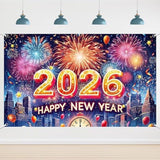 6x3.6ft Happy New Year 2026 Multicolor Banner Party Decor and Photo Backdrop