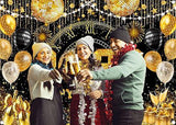 Black and Gold 2026 Happy New Year Backdrop 7x5ft Party Photo Banner